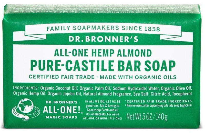 Dr. Bronner's, Pure-Castile Bar Soap, Almond, 140g (5Oz)