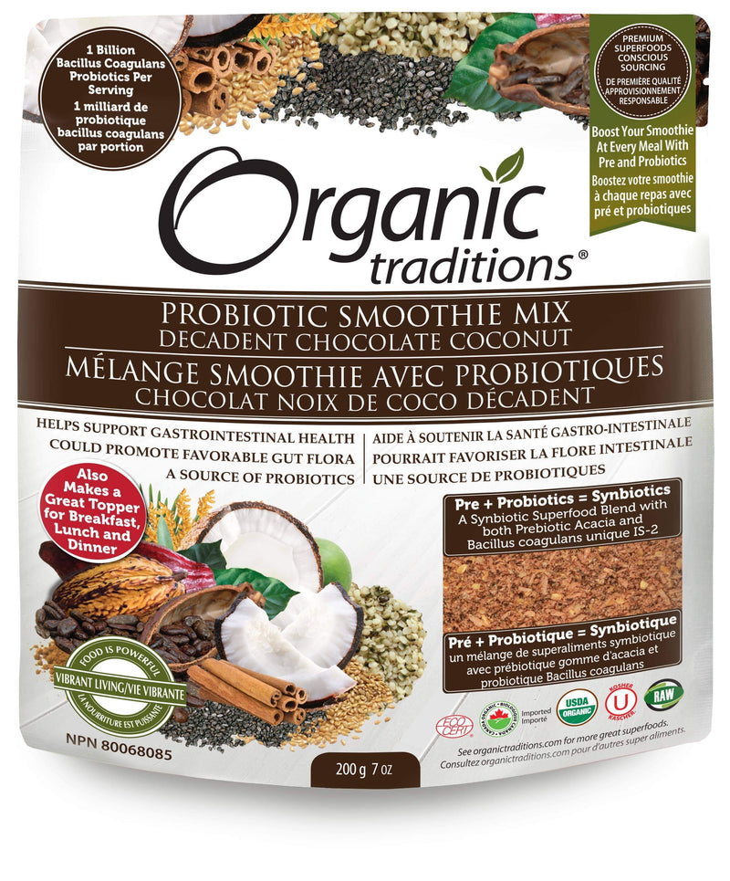 Organic Traditions Probiotic Smoothie Mix Decadent Chocolate Coconut
