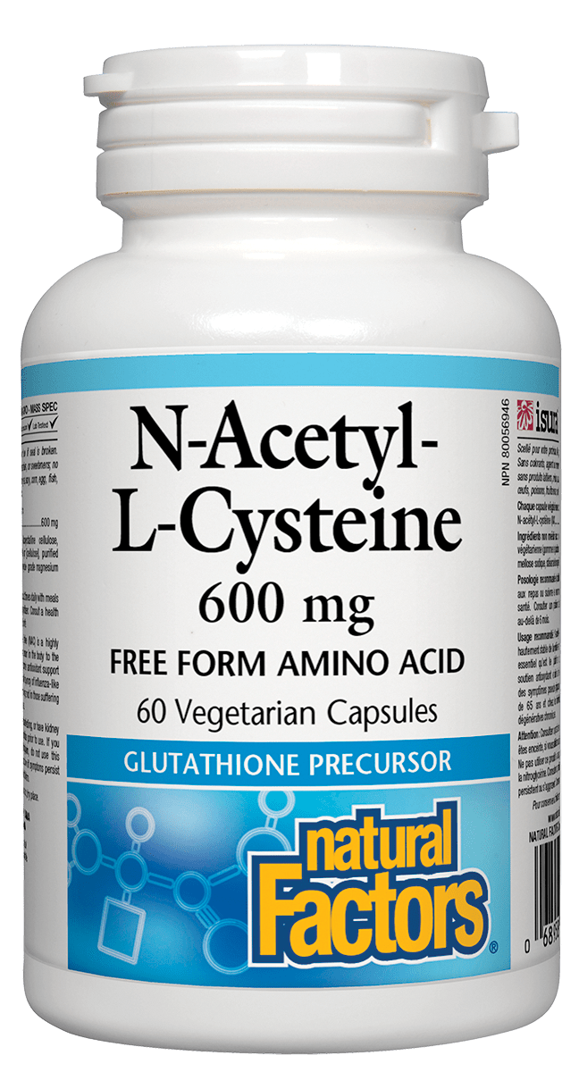 ناتشورال فاكتورز N-Acetyl-L-Cysteine ​​600 مجم من الأحماض الأمينية ذات الشكل الحر