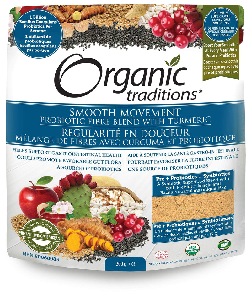 Organic Traditions Probiotic Smooth Movement Fiber Blend with Turmeric
