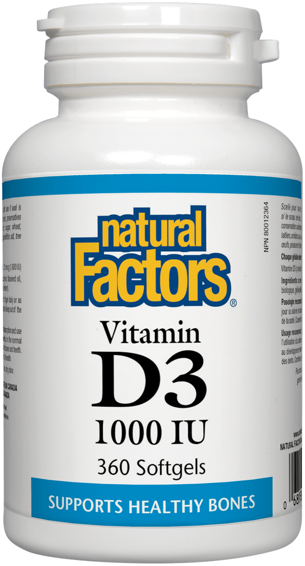 Natural Factors Vitamin D3 1000 IU, 360 Softgels