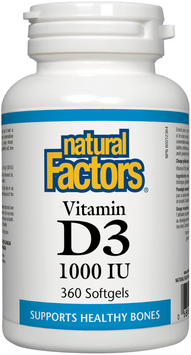 Natural Factors 비타민 D3 1000 IU, 360 소프트젤