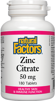 Natural Factors Zinc Citrate 50 mg 180 Tablets
