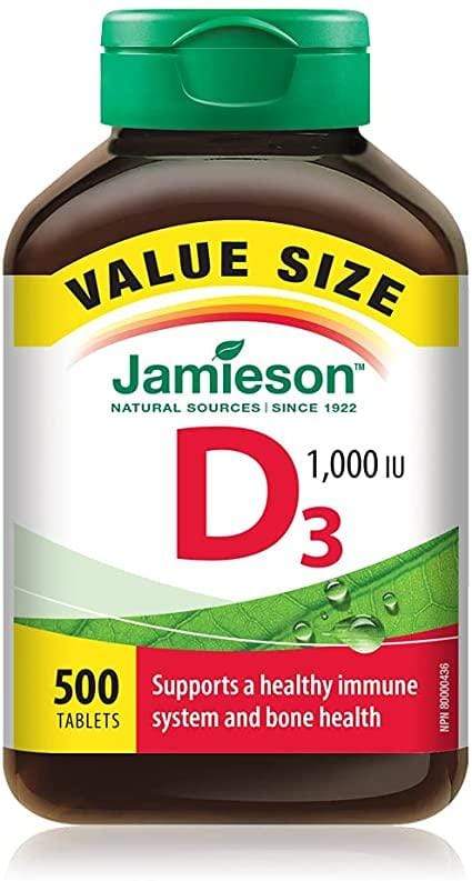 Jamieson, Vitamin D3, 1000 IU, 500 Tablets