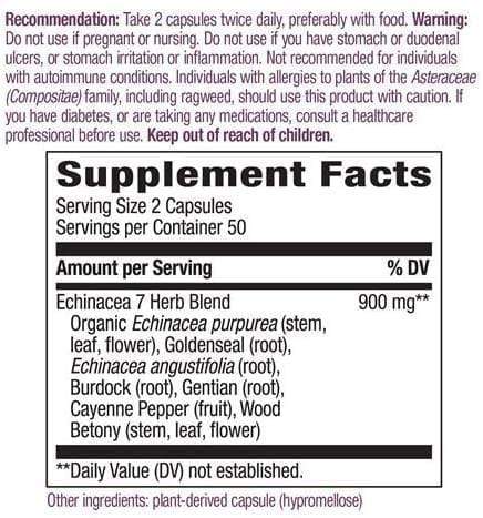 Nature's Way Echinacea & Goldenseal 100 Capsules