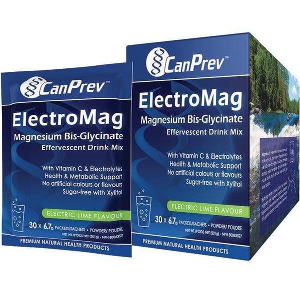 CanPrev ElectroMag Magnesium Bis-Glycinate Effervescent  Drink Mix, Electric Lime