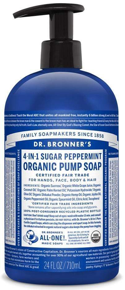 Dr. Bronner's, 4-in-1 Organic Pump Soap, Peppermint, 710mL