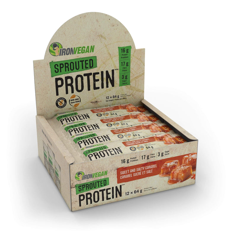 بار البروتين النباتي الحديدي، الكراميل الحلو والمالح | صندوق به 12