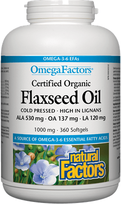 Natural Factors Cold Pressed Flaxseed Oil 1000 mg 180 Softgels