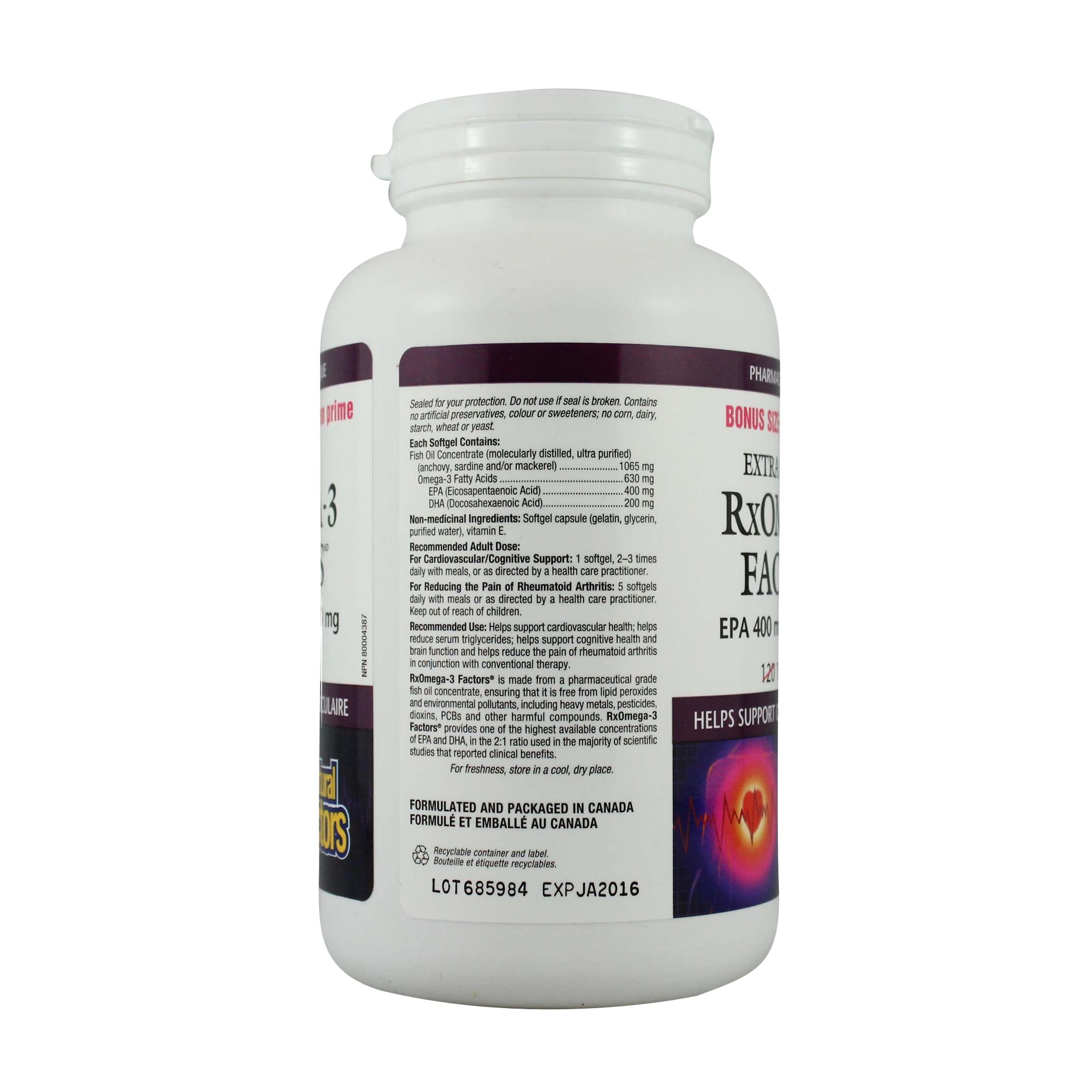 Natural Factors RxOmega-3 Factors Extra Strength BONUS SIZE 150 Softgels