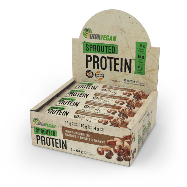 Iron Vegan Sprouted Protein Bar Peanut Chocolate Chip | Box with 12