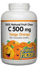 Natural Factors C 500mg 천연 과일 츄 - 톡 쏘는 오렌지 맛 웨이퍼 180개