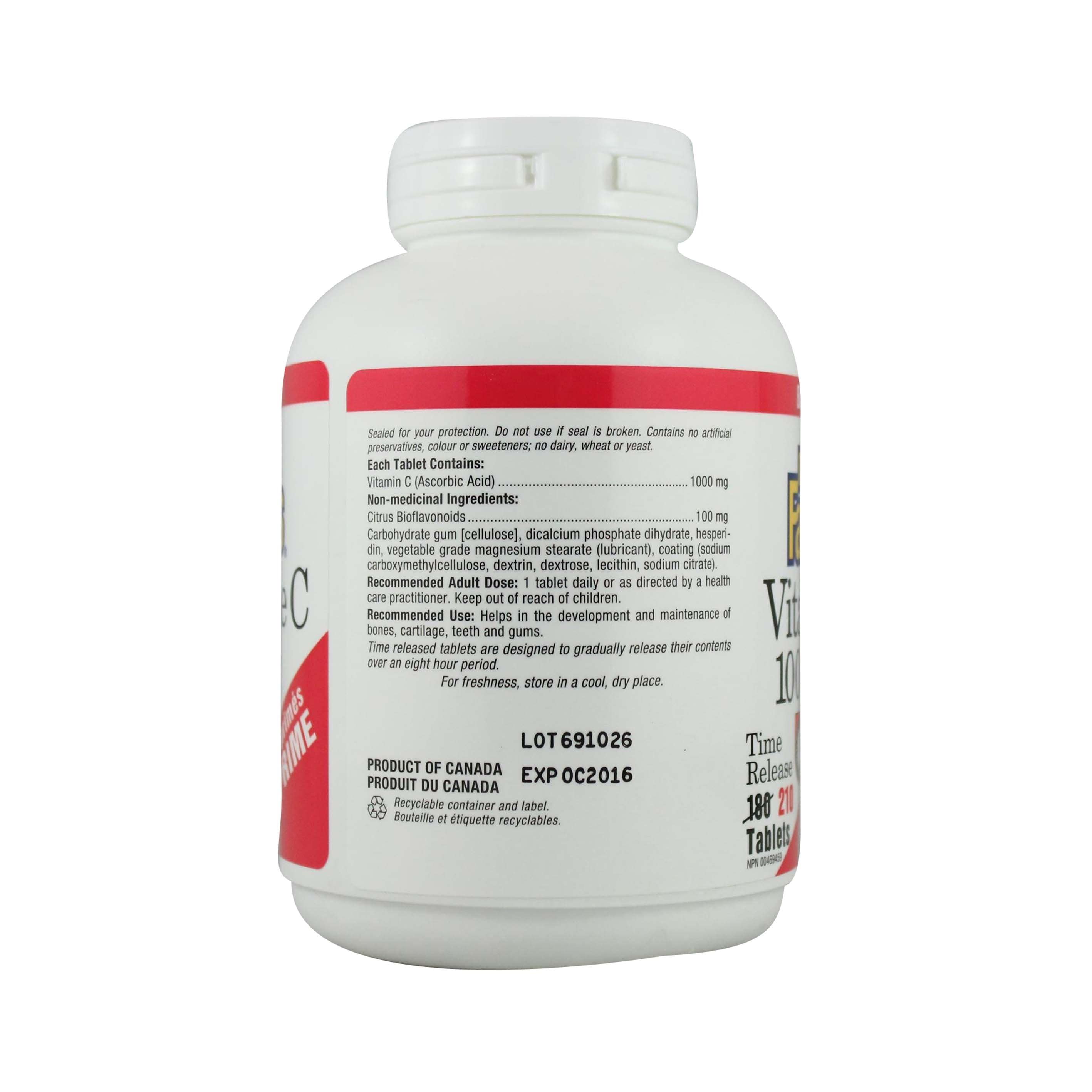 Natural Factors Vitamin C 1000 mg Time Release Bonus Size, 210 Tablets