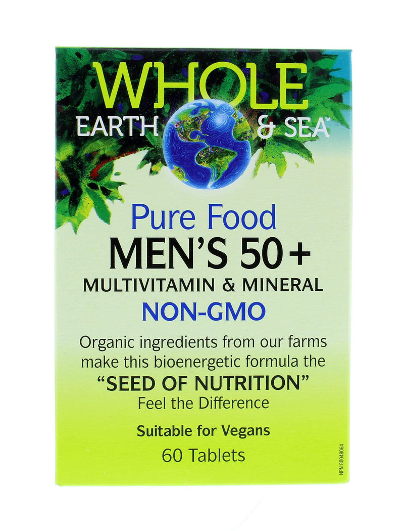Whole Earth and Sea Pure Food للرجال 50 بلس، فيتامينات متعددة ومعادن غير معدلة وراثيًا
