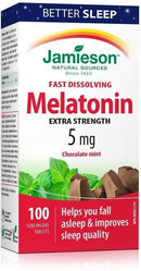 جاميسون ميلاتونين 5 ملغ بنكهة الشوكولاتة والنعناع، ​​100 قرص