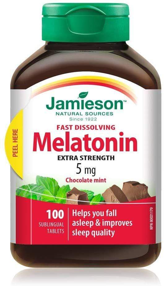 Jamieson Melatonin 5 mg Chocolate Mint Flavour 100 Tablets