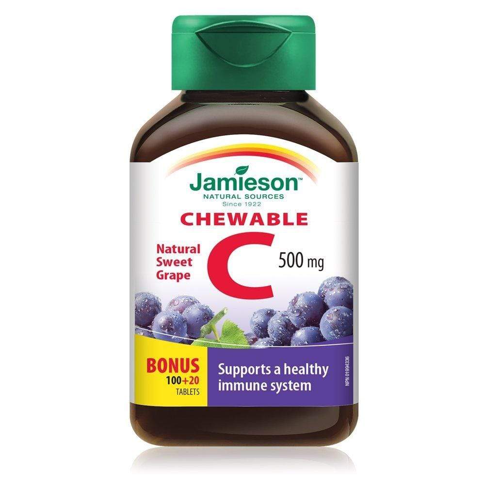 Jamieson Chewable C 500 mg Natural Sweet Grape 120 Tablets