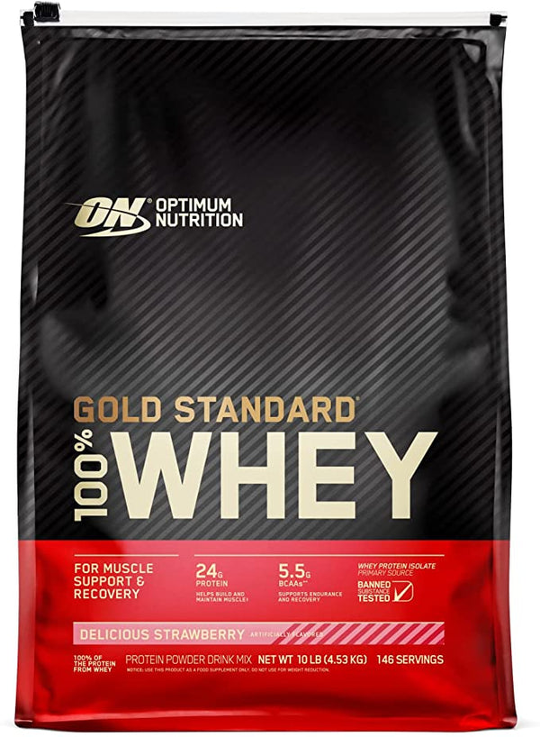 Optimum Nutrition, Gold Standard 100% Whey، آيس كريم الفانيليا، 4.54 كجم (10 رطل)