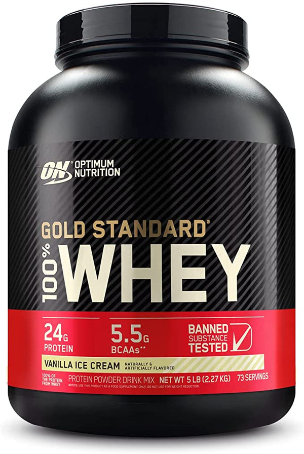 Optimum Nutrition, Gold Standard 100% Whey، آيس كريم الفانيليا، 2.27 كجم (5 رطل)