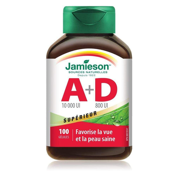 Jamieson 비타민 A 10000 IU + 비타민 D 800 IU 100 소프트젤