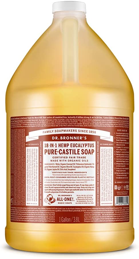 Dr. Bronner's, Pure Castile Soap 18-in-1, Eucalyptus, 3.8L (1 Gallon)