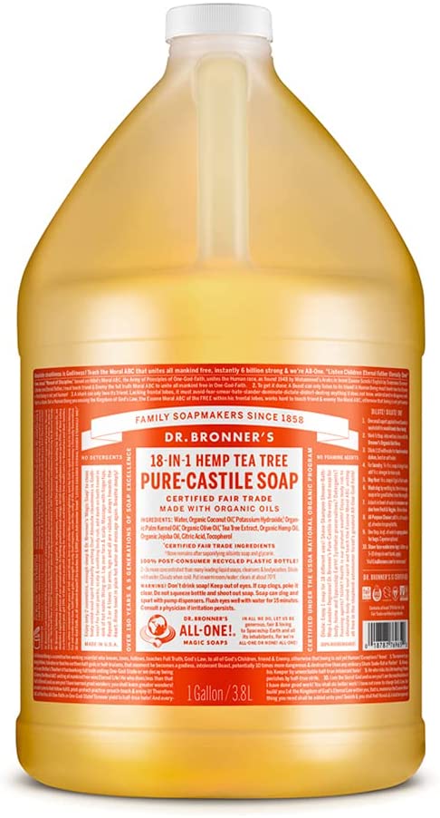 Dr. Bronner's, Pure-Castile Liquid Soap, Tea Tree, 3.8L (1 Gallon)