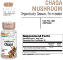 Solaray فطر تشاجا المزروع عضويًا 500 مجم، 60 كبسولة على شكل حرف V