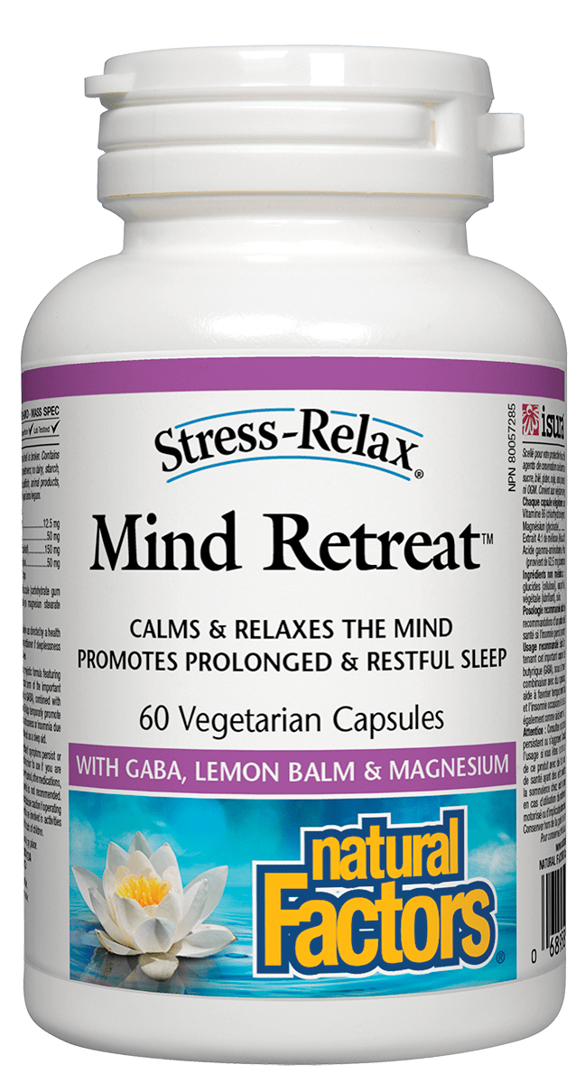 Natural Factors Mind Retreat with GABA, Lemon Balm & Magnesium 60 Capsules