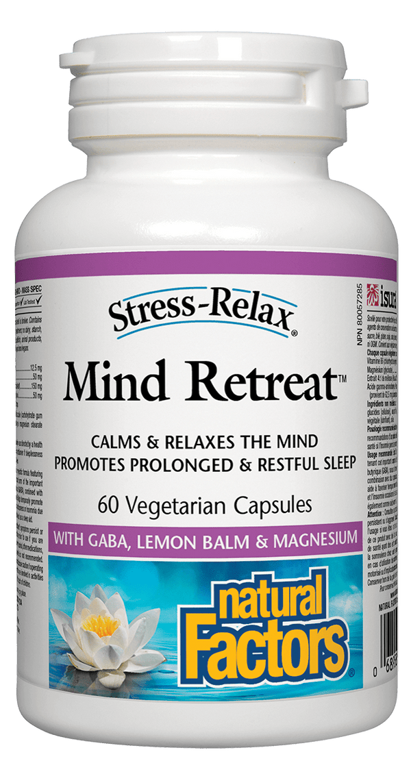 Natural Factors Mind Retreat with GABA, 레몬 밤, 마그네슘 60 캡슐