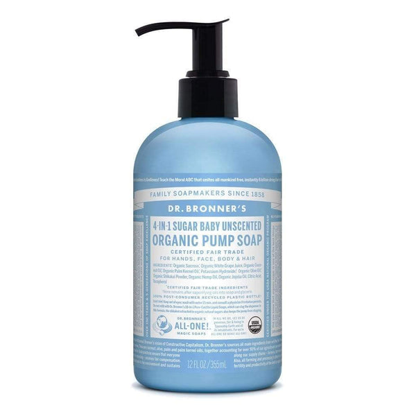 Dr. Bronner's, Organic Pump Soap 4-In-1 Sugar Baby, Unscented, 355mL