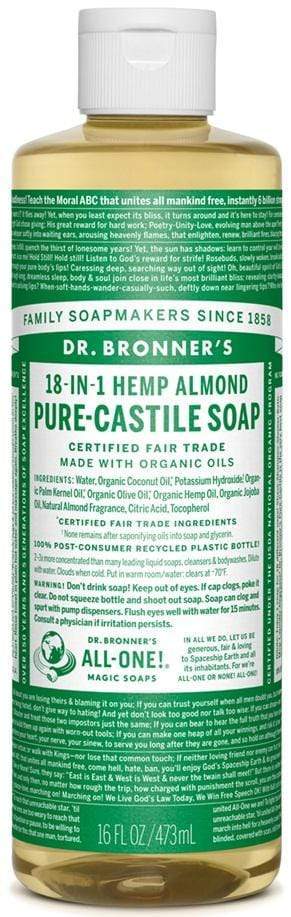 Dr. Bronner's, Pure Castile Soap 18-in-1, Almond, 473mL