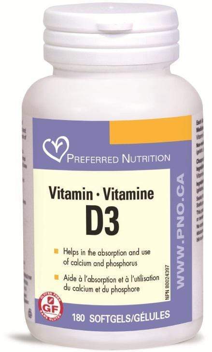 Preferred Nutrition Vitamin D3 180 Softgels