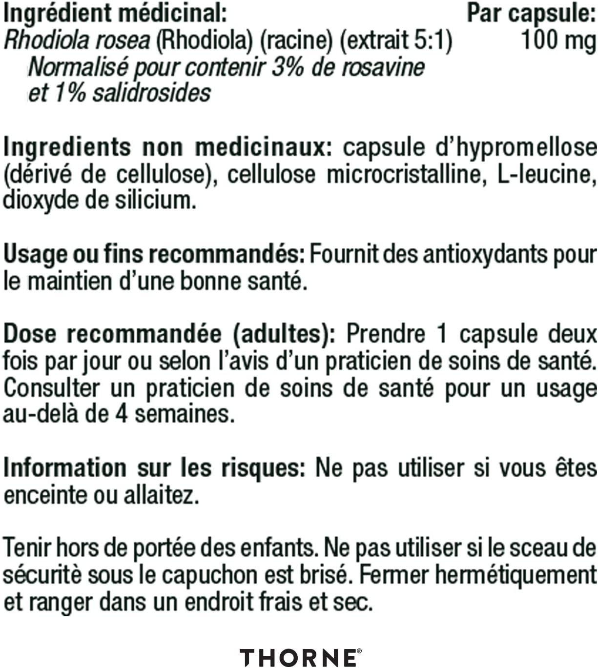 Thorne Research, Rhodiola, 60 capsules