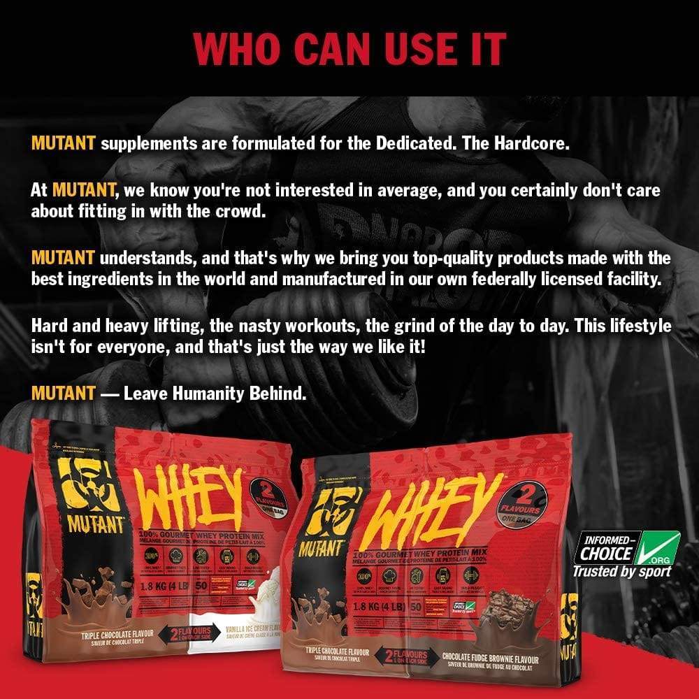 Mutant WHEY, Triple Chocolate and Chocolate Fudge Brownie, 1.8 Kg