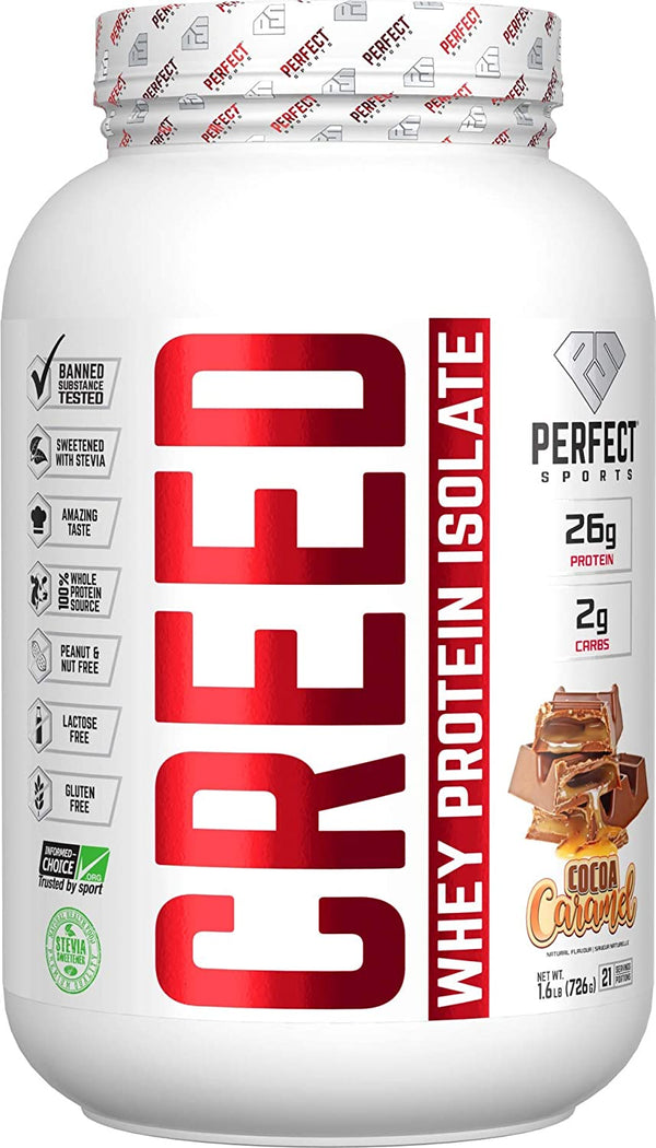 Perfect Sports Creed 분리유청단백질 - 코코아 카라멜 1.6 Lb (726 g)