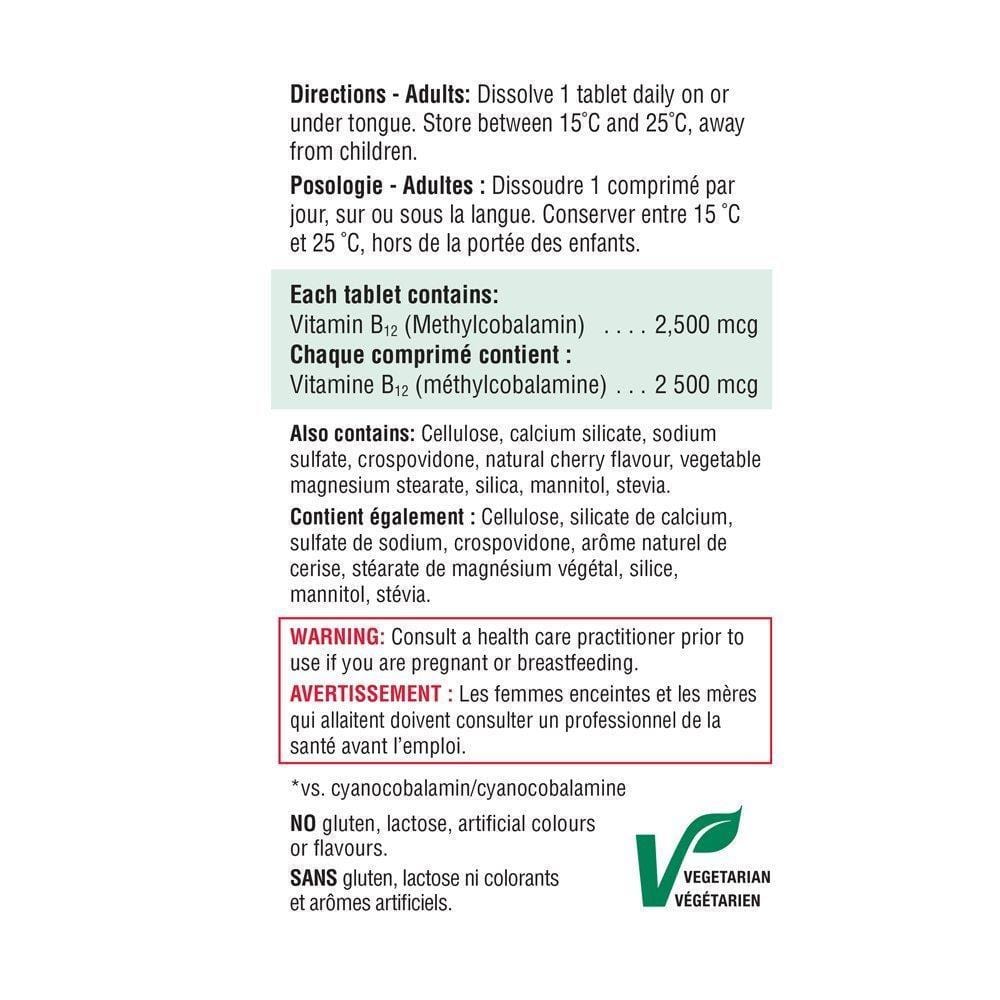 Jamieson High Potency Vitamin B12 2500 mcg 60 Sublingual Tablets
