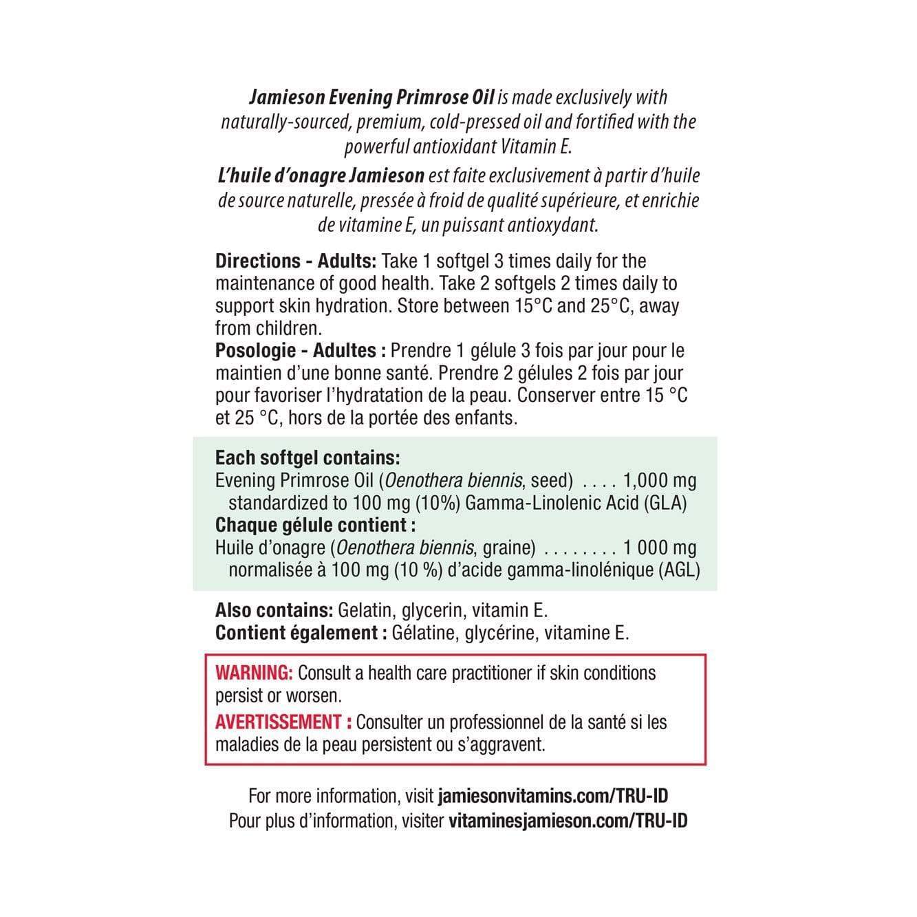 Jamieson Evening Primrose Oil 1000 mg 85 Softgels