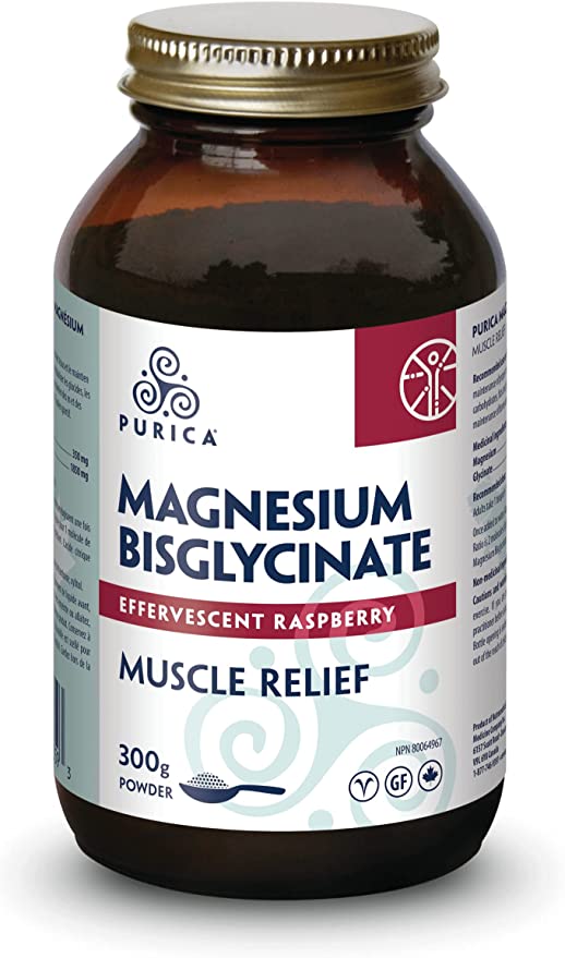 PURICA, Magnesium Bisglycinate, Effervescent Raspberry, 300g