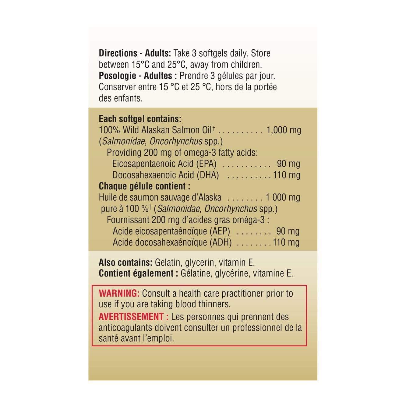 Jamieson Omega Complete 100% Wild Alaskan Salmon Oil 1000 mg 100 Softgels