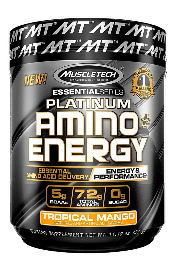 MuscleTech Platinum Amino+Energy, Tropical Mango, 317 g