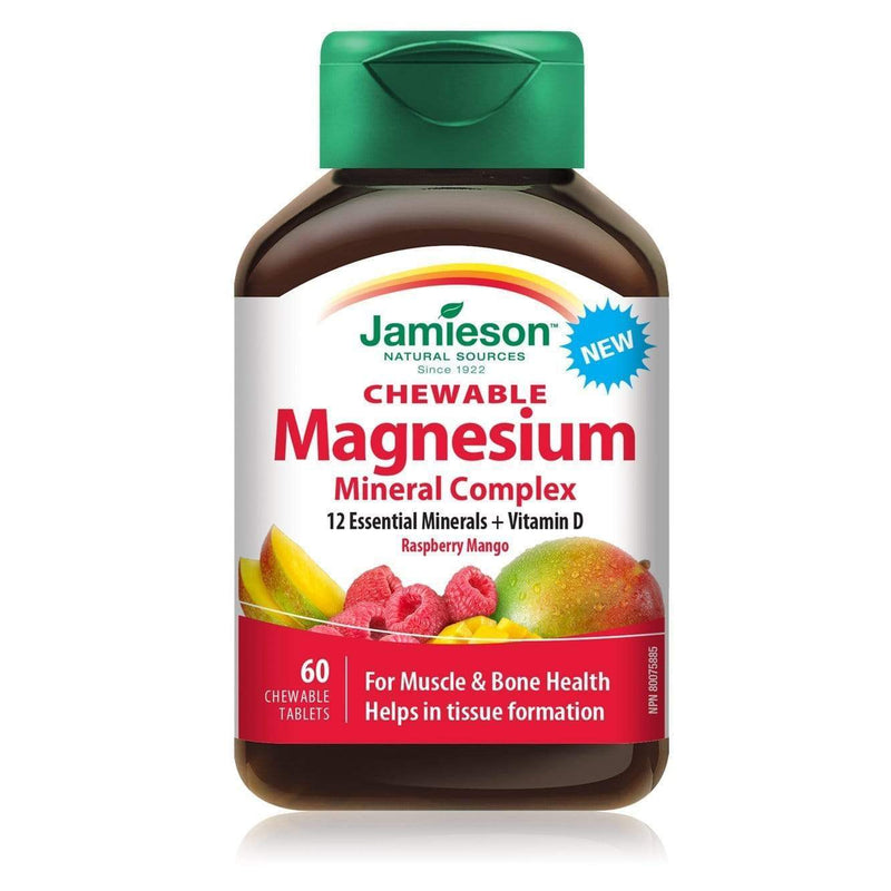 Jamieson Chewable Magnesium Mineral Complex Raspberry Mango 60 Tablets