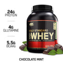 Optimum Nutrition, 골드 스탠다드 100% 유청, 초콜릿 민트, 2.27kg(5lbs)