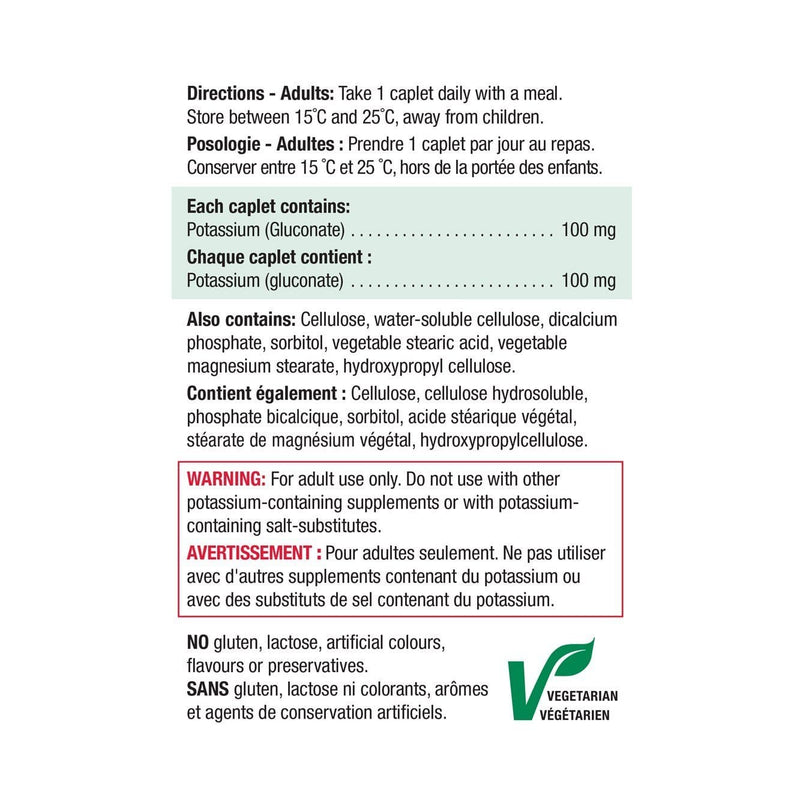 Jamieson Timed Release Potassium Extra Strength 100 mg 100 Caplets