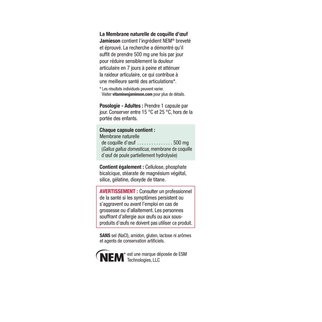 Jamieson, NEM (Natural Eggshell Membrane), 30 Capsules
