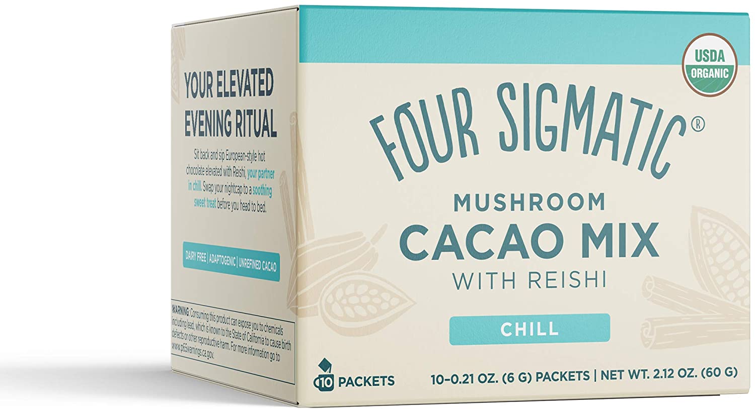 Four Sigmatic, Mushroom Cacao Mix with Reishi, 10 Packets, 6 g (0.21 oz) Each