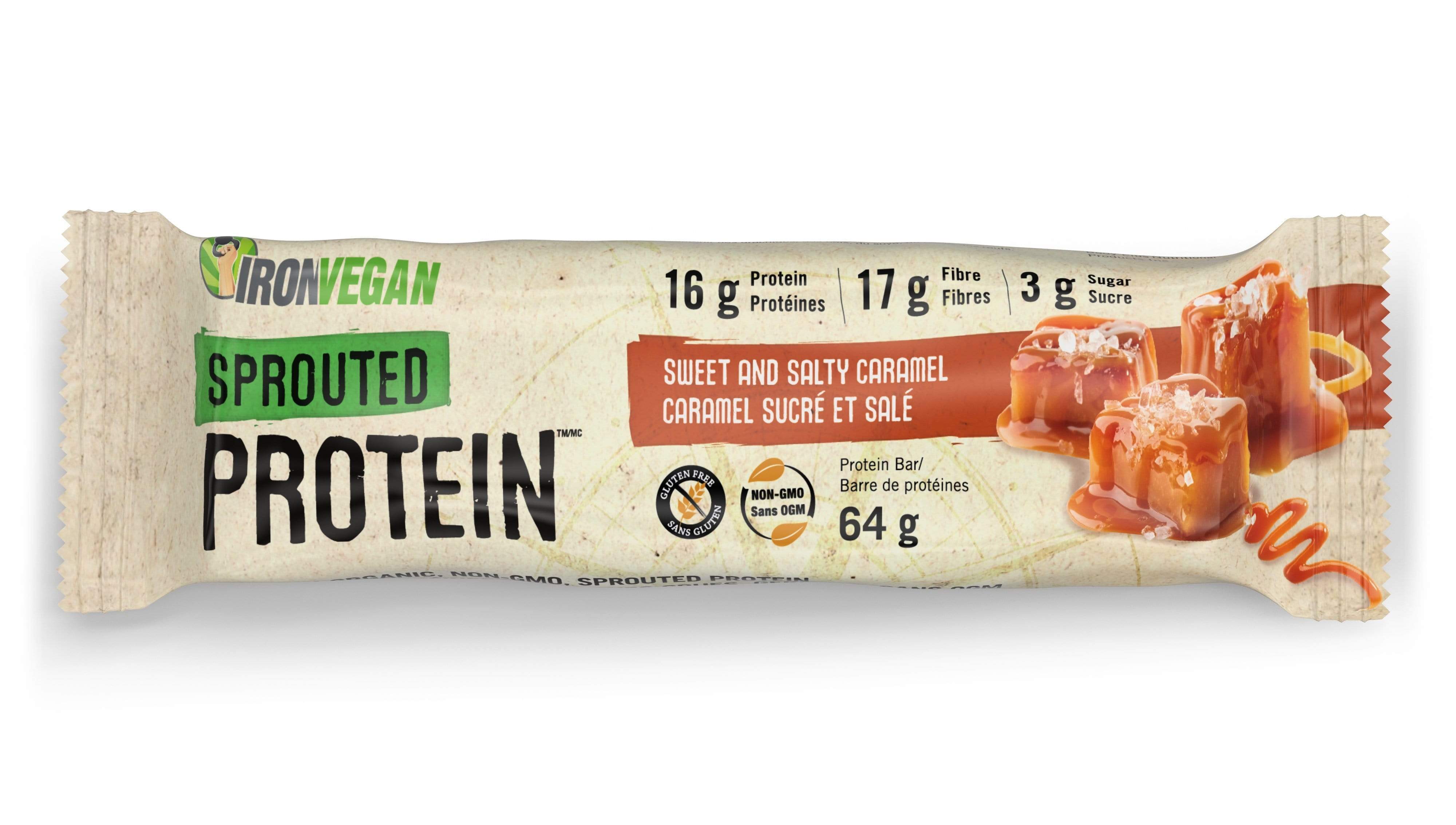 Iron Vegan Sprouted Protein Bar Sweet and Salty Caramel