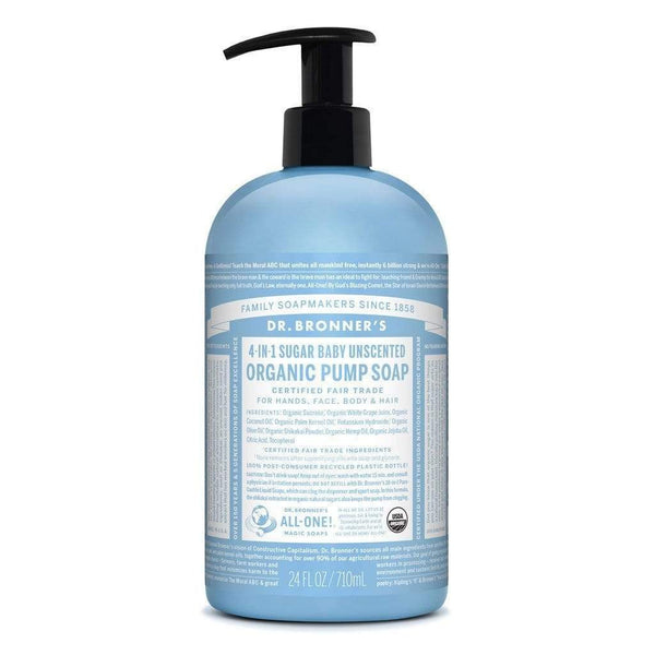Dr. Bronner's, Organic Pump Soap 4-In-1 Sugar Baby, Unscented, 710mL