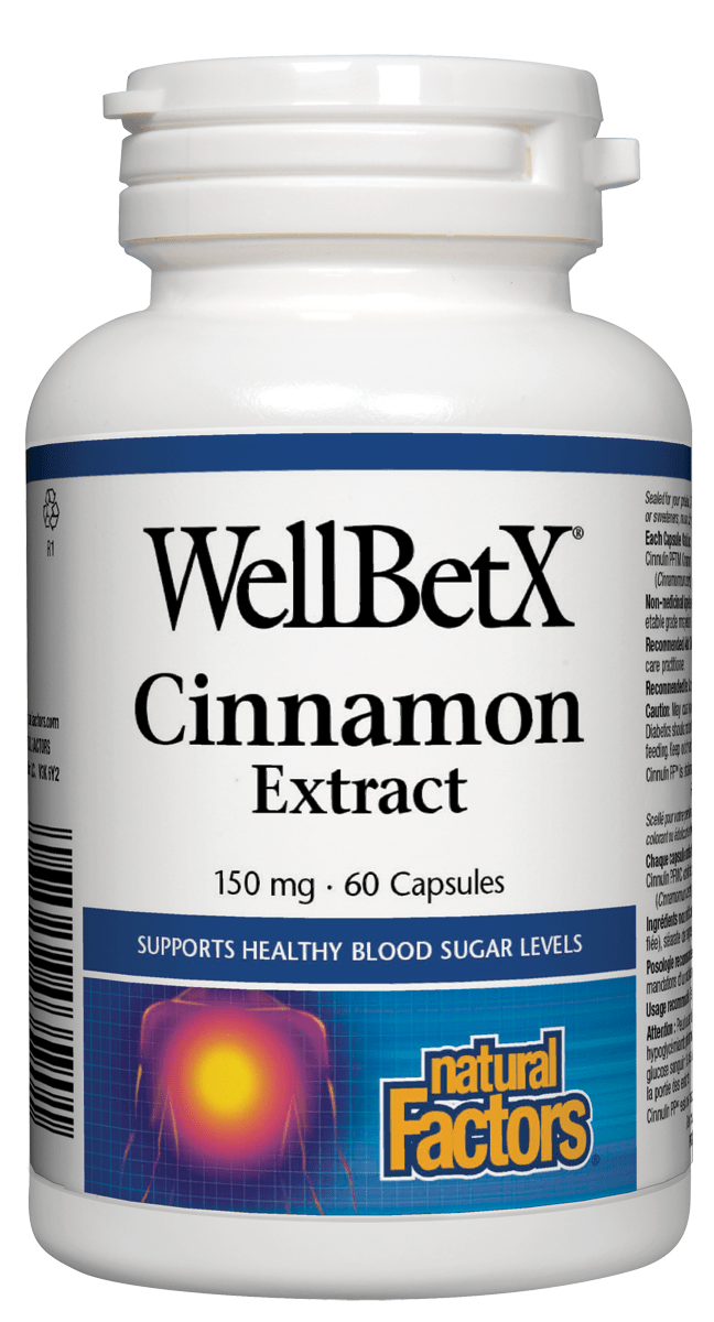 Natural Factors WellBetX‚Äö Cinnamon Extract 150 mg, 60 Capsules
