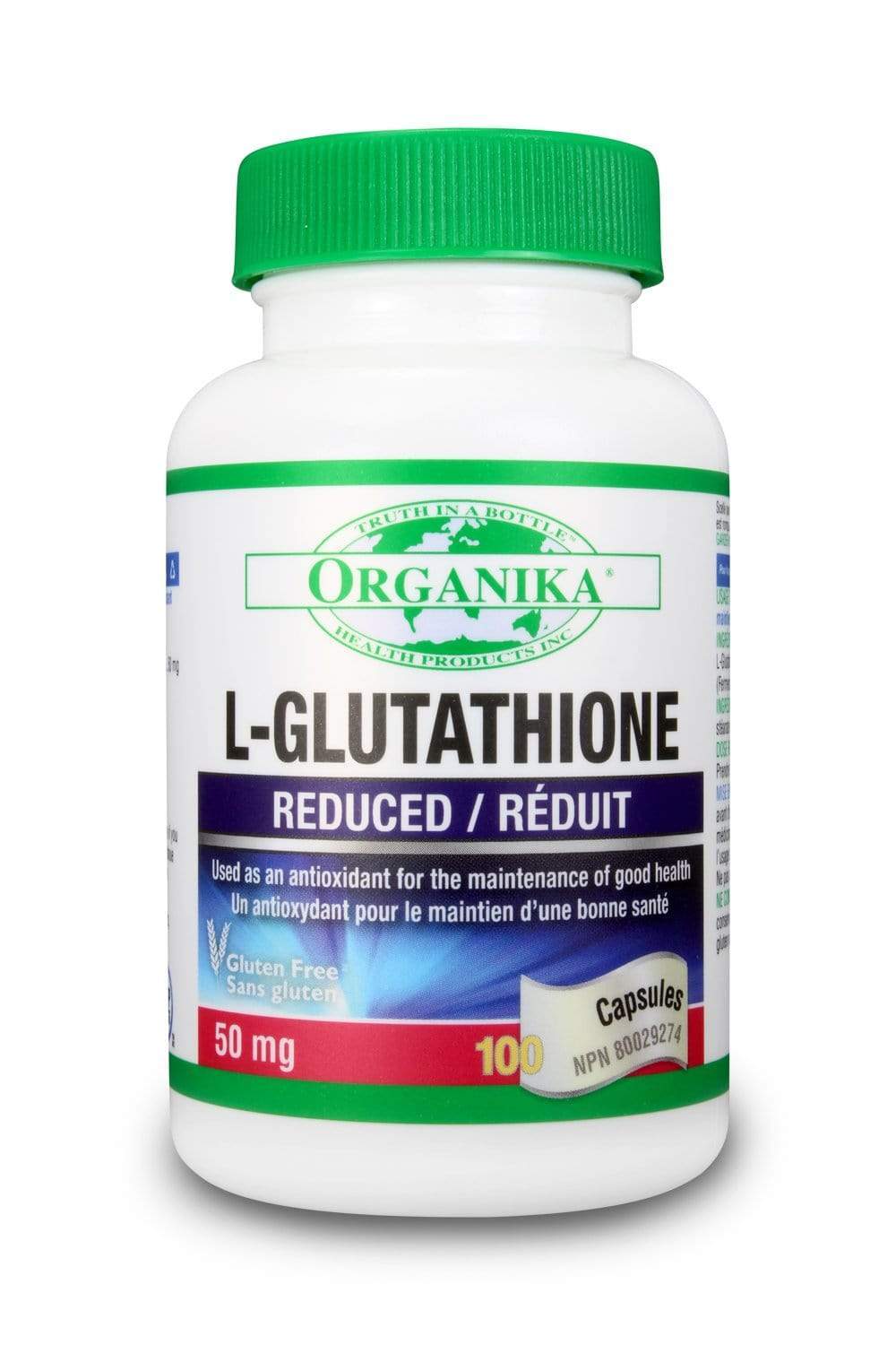 Organika L-GLUTATHIONE (Reduced) 50MG 100 Capsules