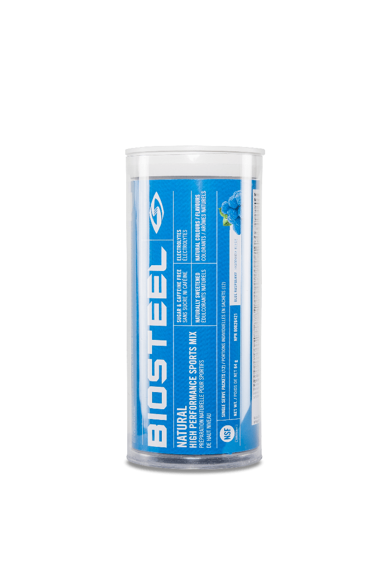 BioSteel Natural High Performance Sports Mix Tube Blue Raspberry 12 Single Serve Packets